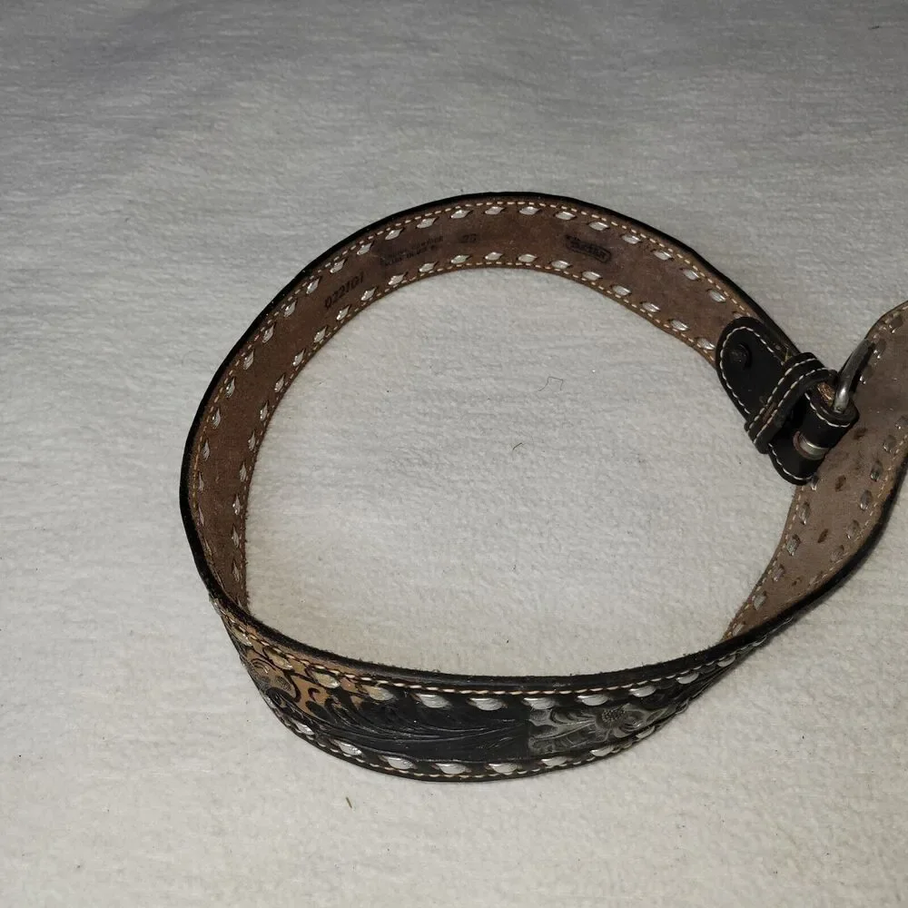 Vtg Tex Tan Belt Womens Sz 20 Barbie Buckle Genuine Cowhide 022101 Made In USA